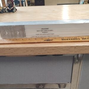 Unscented Square Taper Candles with Clear Glass Holders From Pier One